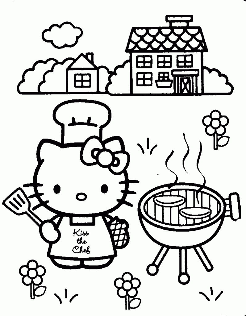 Plansa de colorat cu Hello Kitty 100 3